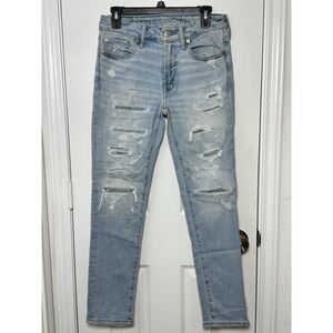 American Eagle Airflex Slim Jeans Men's Sz 29x30 Light Wash Distressed